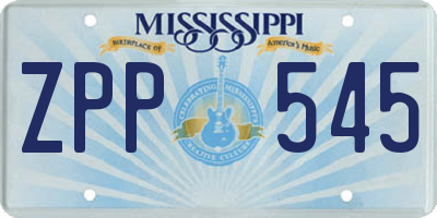 MS license plate ZPP545