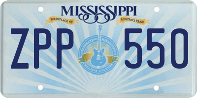MS license plate ZPP550