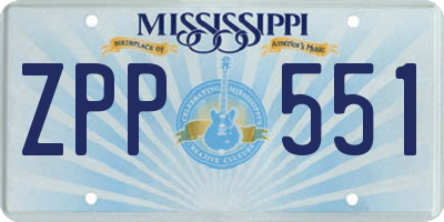 MS license plate ZPP551
