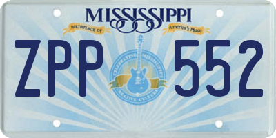 MS license plate ZPP552