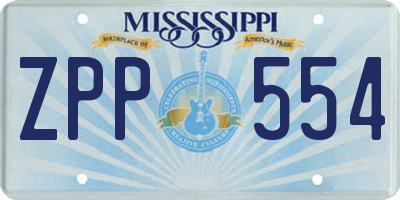 MS license plate ZPP554
