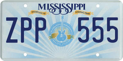 MS license plate ZPP555