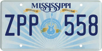 MS license plate ZPP558