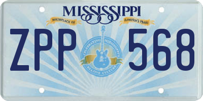 MS license plate ZPP568