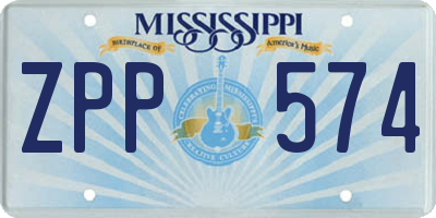 MS license plate ZPP574