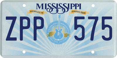 MS license plate ZPP575