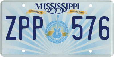 MS license plate ZPP576