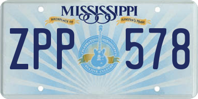 MS license plate ZPP578