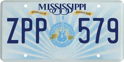 MS license plate ZPP579
