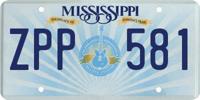 MS license plate ZPP581