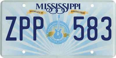 MS license plate ZPP583
