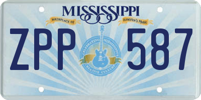 MS license plate ZPP587