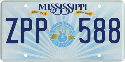 MS license plate ZPP588