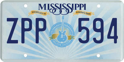 MS license plate ZPP594