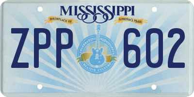 MS license plate ZPP602