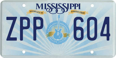 MS license plate ZPP604