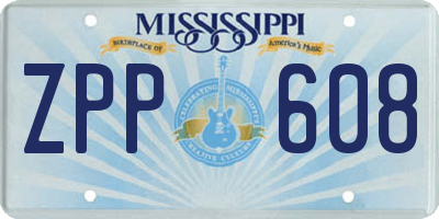 MS license plate ZPP608