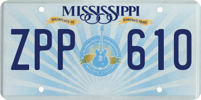 MS license plate ZPP610