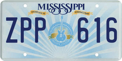 MS license plate ZPP616