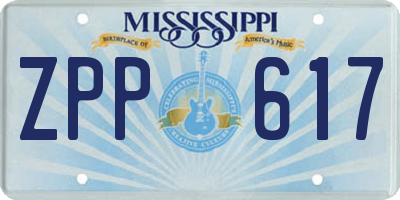 MS license plate ZPP617