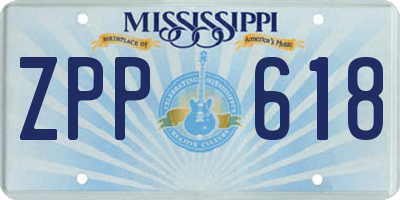 MS license plate ZPP618