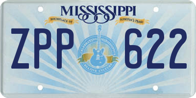 MS license plate ZPP622