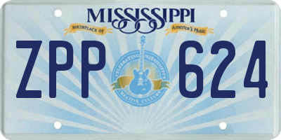 MS license plate ZPP624