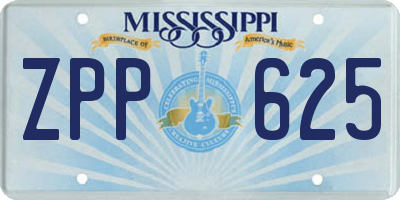 MS license plate ZPP625
