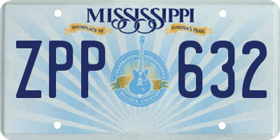 MS license plate ZPP632
