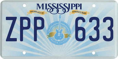 MS license plate ZPP633