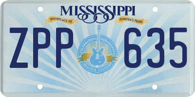 MS license plate ZPP635