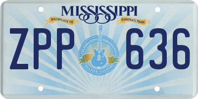 MS license plate ZPP636