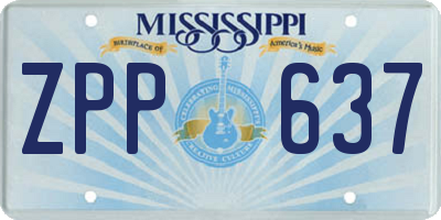 MS license plate ZPP637