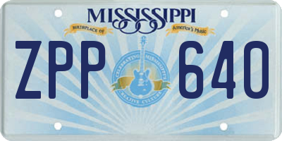 MS license plate ZPP640