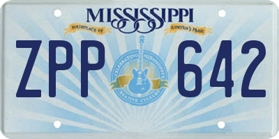 MS license plate ZPP642
