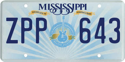 MS license plate ZPP643