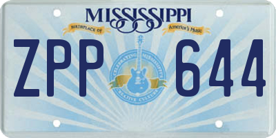 MS license plate ZPP644
