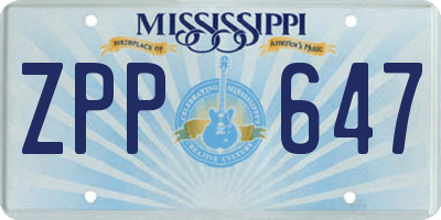 MS license plate ZPP647