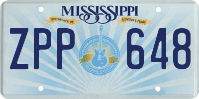 MS license plate ZPP648
