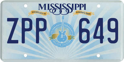 MS license plate ZPP649