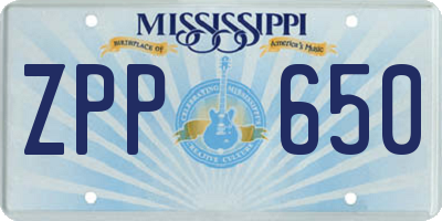 MS license plate ZPP650