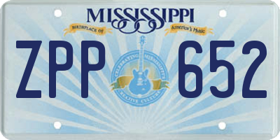 MS license plate ZPP652