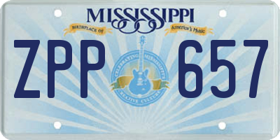 MS license plate ZPP657
