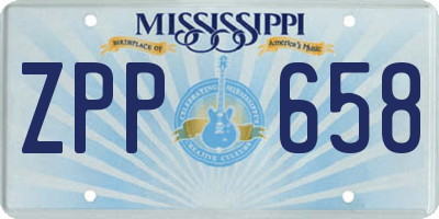 MS license plate ZPP658