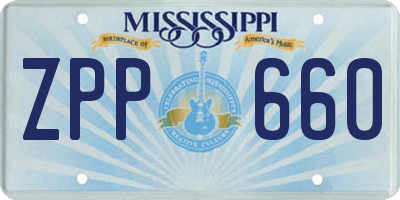 MS license plate ZPP660