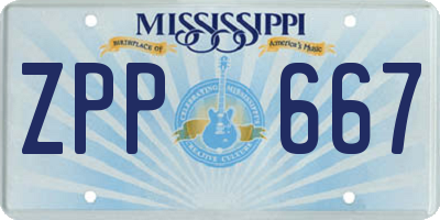 MS license plate ZPP667