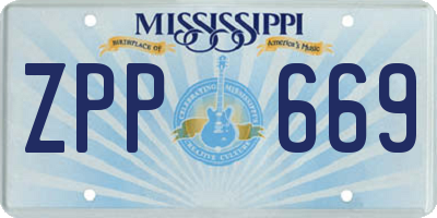 MS license plate ZPP669