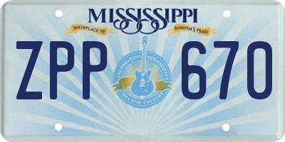 MS license plate ZPP670