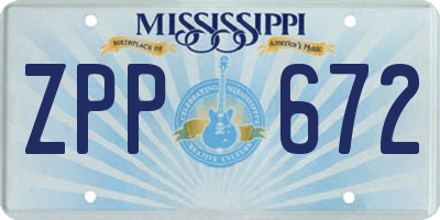 MS license plate ZPP672