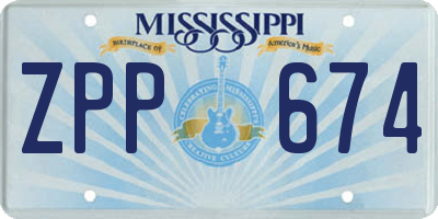 MS license plate ZPP674